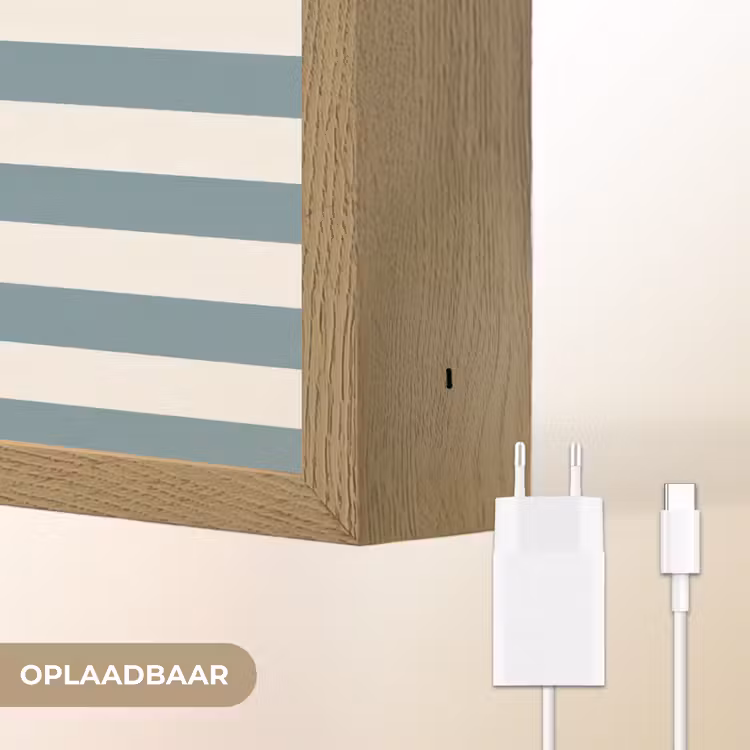 Strepen - Modern - Blauw Light Box met batterij (Wandlamp) middel 907 -USP_websiteoplaadbaarNL