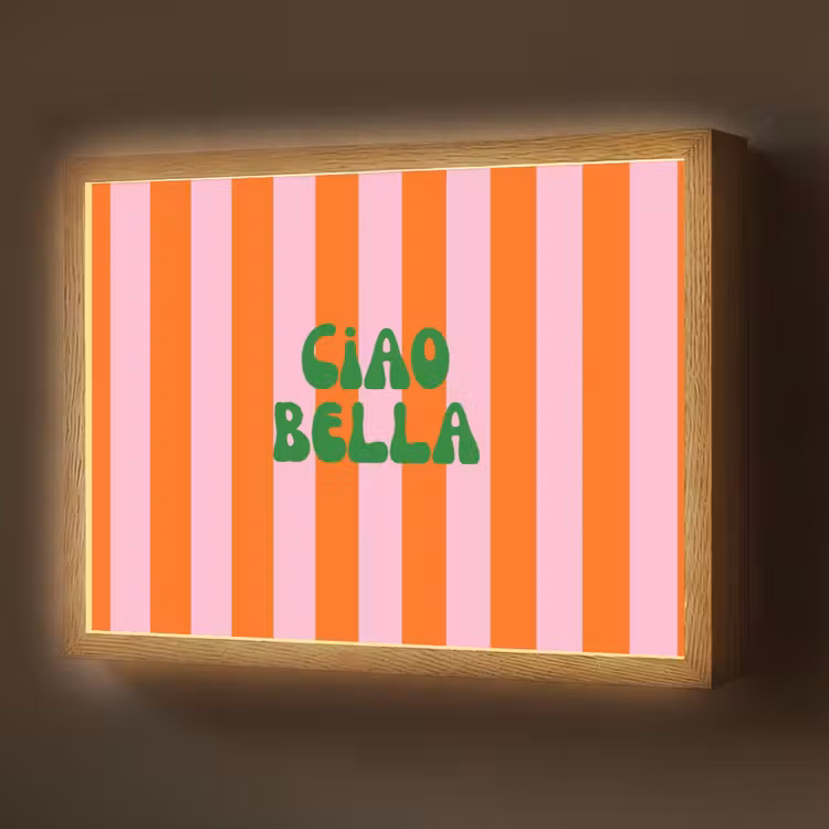 Strepen - Oranje - Verticaal - Ciao bella Light Box met batterij (Wandlamp) middel -z3d_website