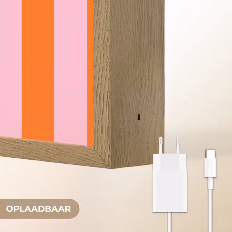 Strepen - Oranje - Verticaal - Ciao bella Light Box met batterij (Wandlamp) middel -USP_websiteoplaadbaarNL