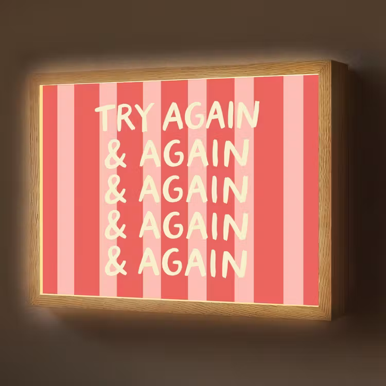 Strepen - Rood - Try again Light Box met batterij (Wandlamp) middel -z3d_website