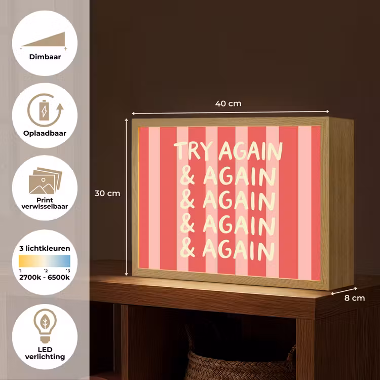 Strepen - Rood - Try again Light Box met batterij (Wandlamp) middel -USP_websiteoverzichtNL