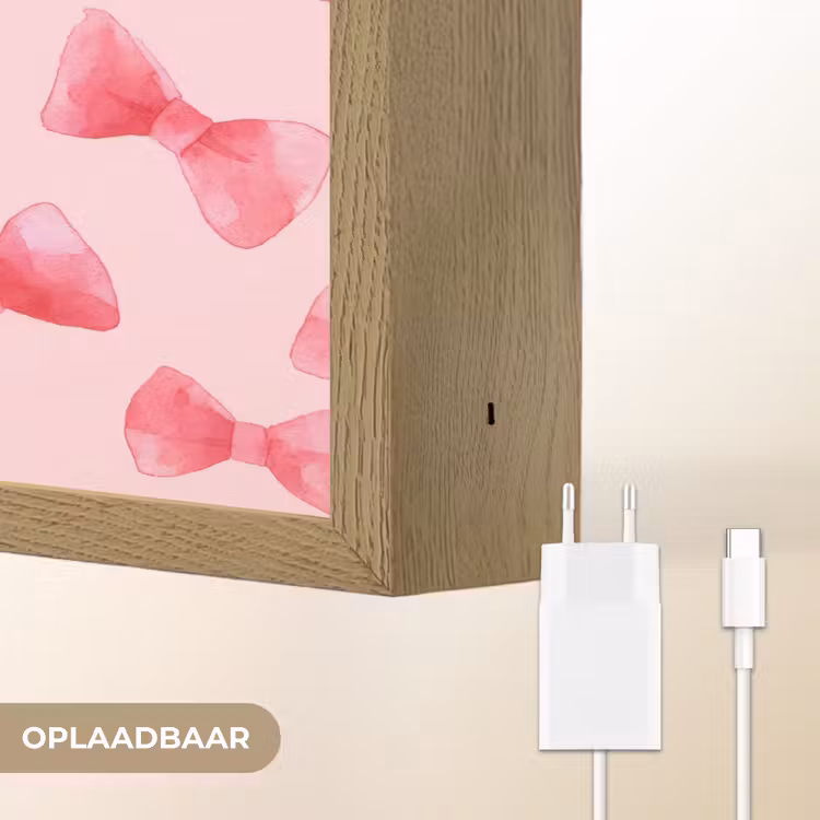 Strikken - Aquarel - Roze Light Box met batterij (Wandlamp) middel 907 -USP_websiteoplaadbaarNL