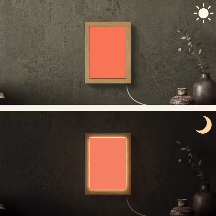 Sunset - Salmon - Oranje Light Box met kabel (Wandlamp) klein 929 -sfeer3