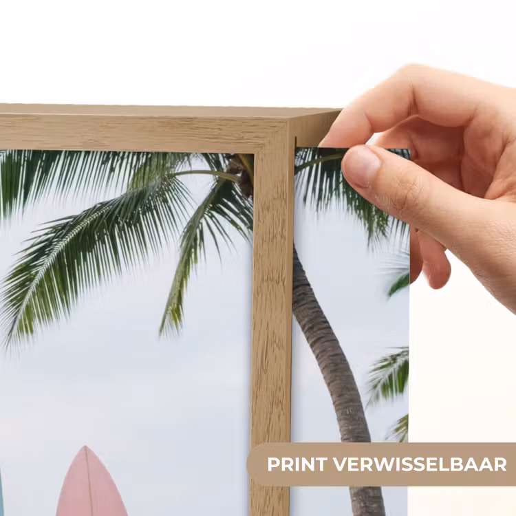 Surfboard - Palmbomen - Kleurrijk Light Box met batterij (Wandlamp) middel -USP_websiteprintNL
