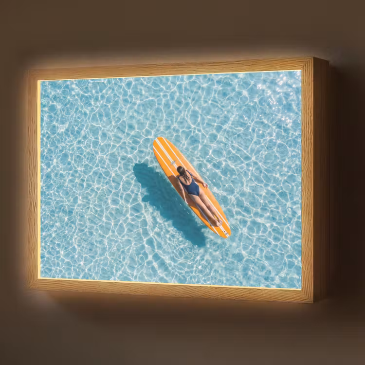 Surfboard - Water - Badpak - Oranje Light Box met batterij (Wandlamp) middel -z3d_website