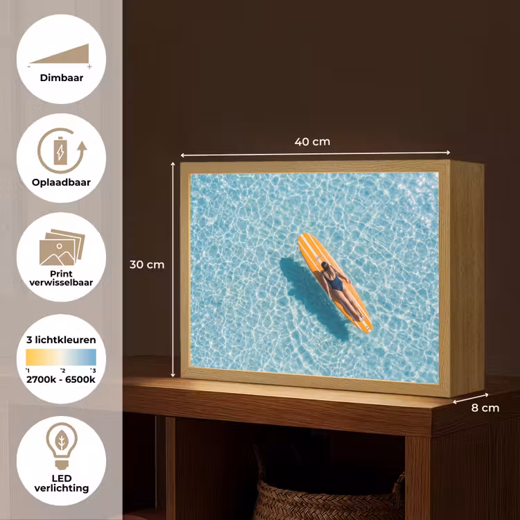 Surfboard - Water - Badpak - Oranje Light Box met batterij (Wandlamp) middel -USP_websiteoverzichtNL