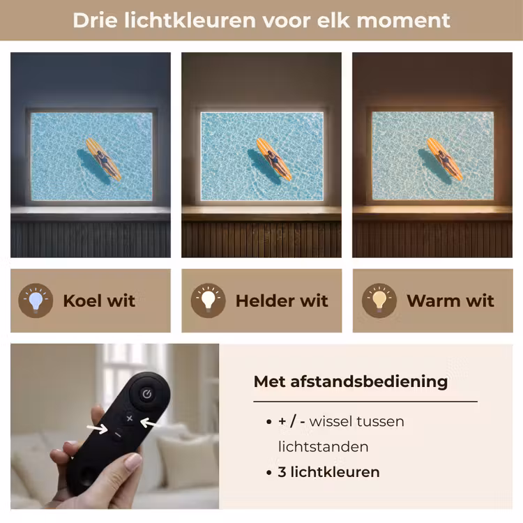 Surfboard - Water - Badpak - Oranje Light Box met batterij (Wandlamp) middel -USP_lichtkleurNL