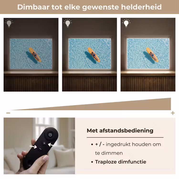 Surfboard - Water - Badpak - Oranje Light Box met batterij (Wandlamp) middel -USP_dimbaarNL