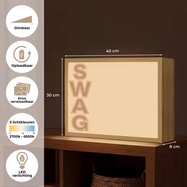 Swag - Bruin - Beige Light Box met batterij (Wandlamp) middel -USP_websiteoverzichtNL