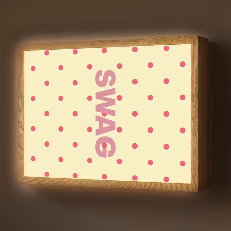 Swag - Roze - Stippen - Geel Light Box met batterij (Wandlamp) middel -z3d_website