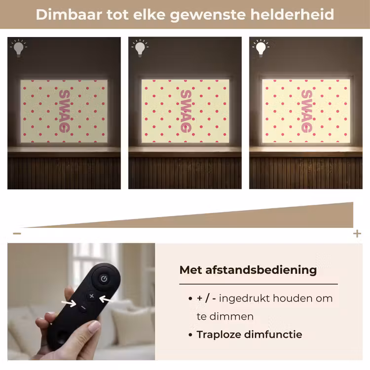 Swag - Roze - Stippen - Geel Light Box met batterij (Wandlamp) middel -USP_dimbaarNL