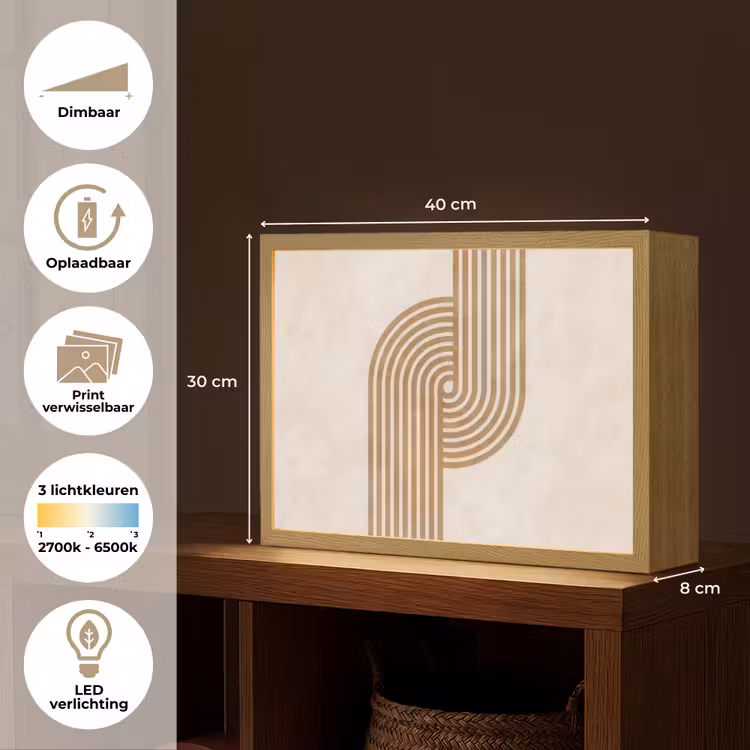 Symmetrische bocht - Koperkleurig Light Box met batterij (Wandlamp) middel -USP_websiteoverzichtNL