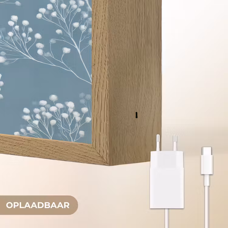 Takken - Bessen - Patroon - Lichtblauw Light Box met batterij (Wandlamp) middel 907 -USP_websiteoplaadbaarNL