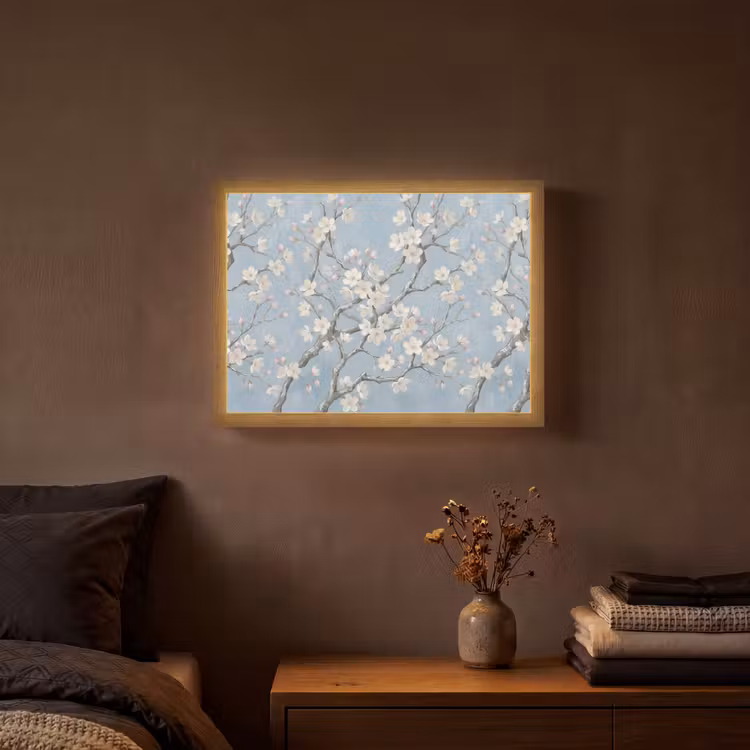 Takken - Kersenbloesem - Blauw Light Box met batterij (Wandlamp) middel -sfeer4