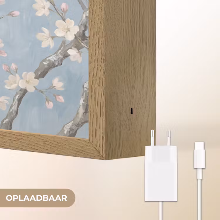 Takken - Kersenbloesem - Blauw Light Box met batterij (Wandlamp) middel -USP_websiteoplaadbaarNL