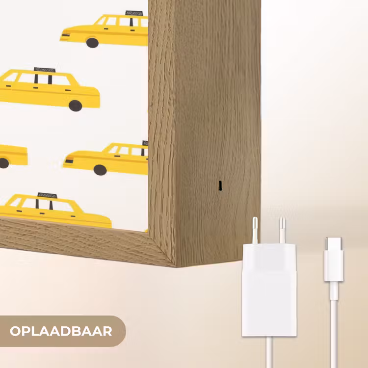 Taxi - Iconisch - Geel Light Box met batterij (Wandlamp) middel 907 -USP_websiteoplaadbaarNL