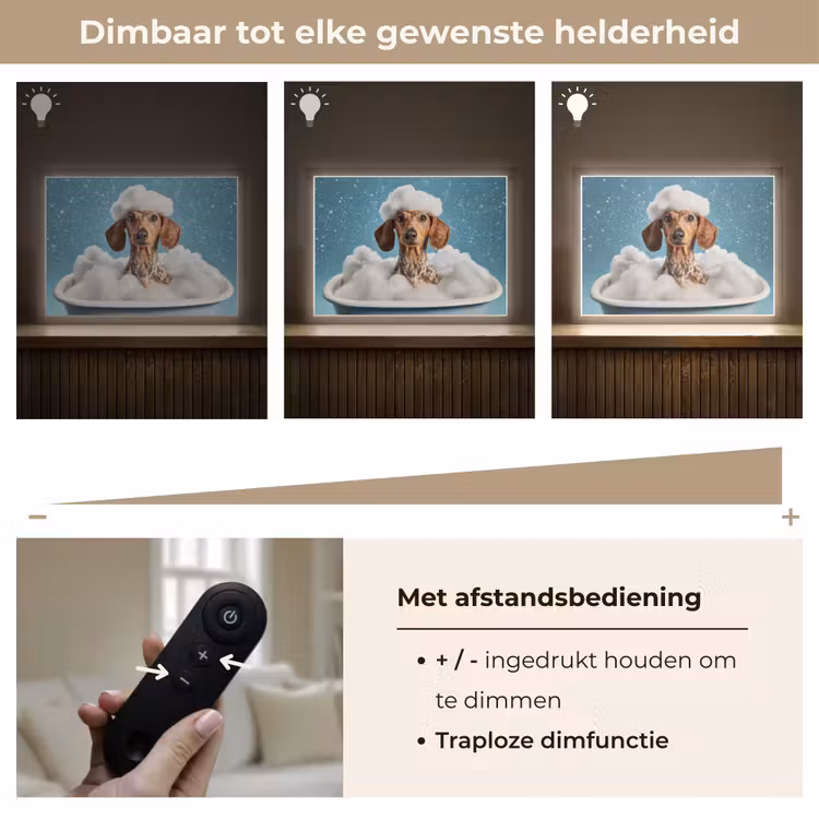Teckel - Bad - Schuim - Waterdruppels Light Box met batterij (Wandlamp) middel -USP_dimbaarNL