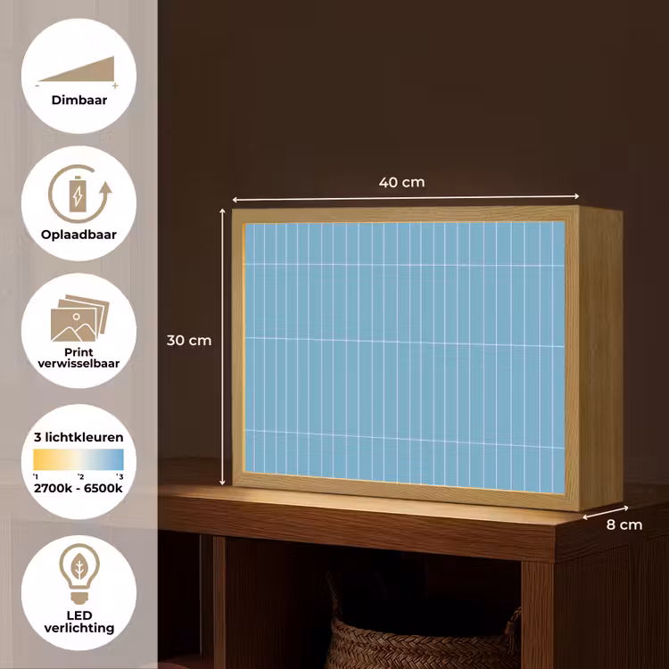 Tegel - Langwerpig - Patroon - Blauw Light Box met batterij (Wandlamp) middel 907 -USP_websiteoverzichtNL