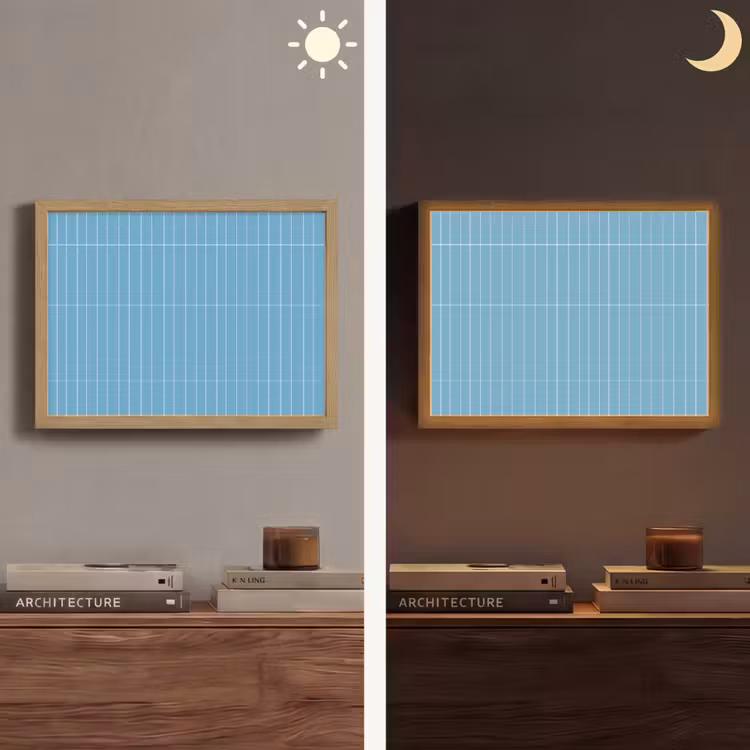 Tegel - Langwerpig - Patroon - Blauw Light Box met batterij (Wandlamp) middel 907 -sfeer3