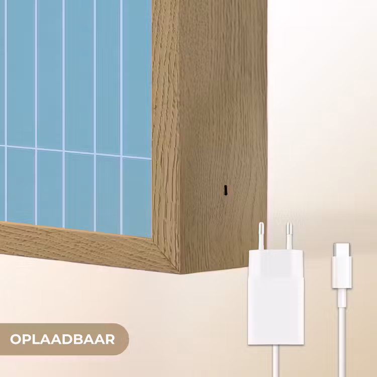 Tegel - Langwerpig - Patroon - Blauw Light Box met batterij (Wandlamp) middel 907 -USP_websiteoplaadbaarNL