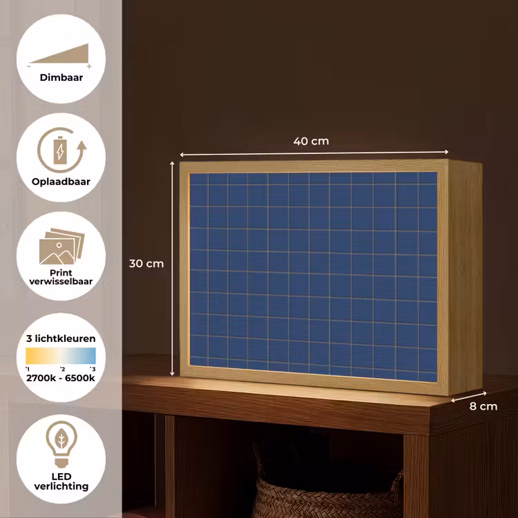 Tegel - Patroon - Blauw Light Box met batterij (Wandlamp) middel 907 -USP_websiteoverzichtNL