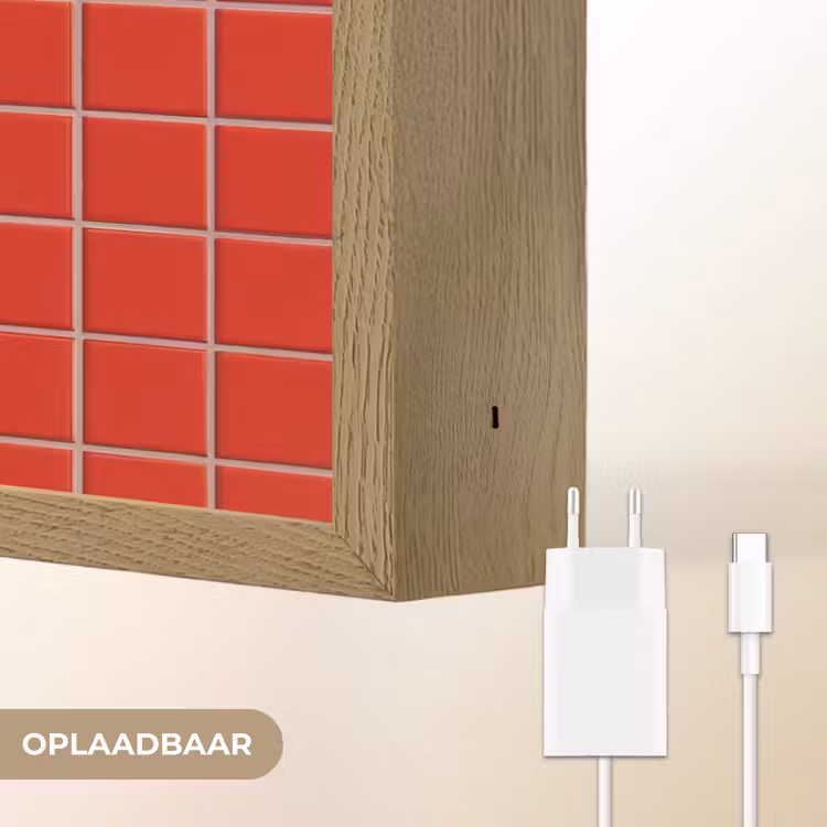 Tegel - Patroon - Kersen - Rood Light Box met batterij (Wandlamp) middel 907 -USP_websiteoplaadbaarNL