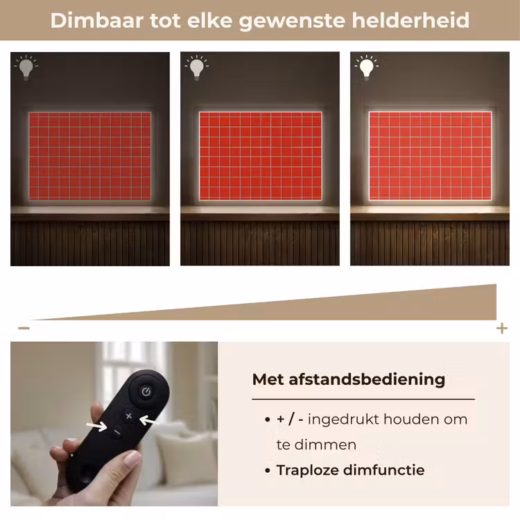 Tegel - Patroon - Kersen - Rood Light Box met batterij (Wandlamp) middel 907 -USP_dimbaarNL