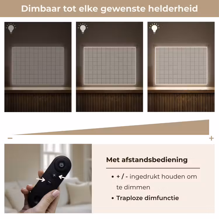 Tegel - Patroon Kiezel - Grijs Light Box met batterij (Wandlamp) middel 907 -USP_dimbaarNL