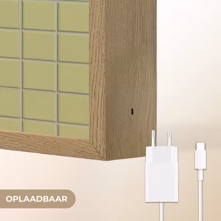 Tegel - Patroon - Olijfgroen Light Box met batterij (Wandlamp) middel 907 -USP_websiteoplaadbaarNL