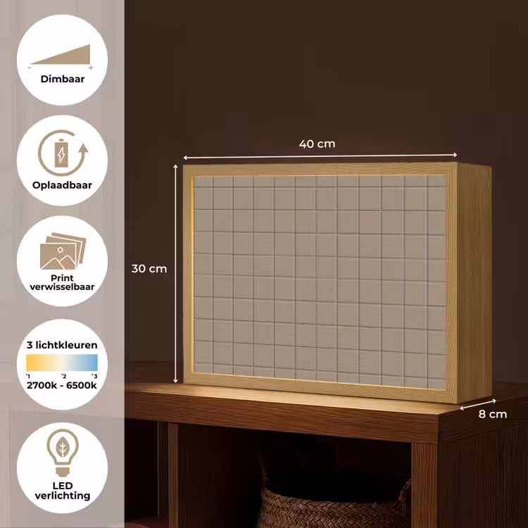 Tegel - Patroon - Taupe Light Box met batterij (Wandlamp) middel 907 -USP_websiteoverzichtNL