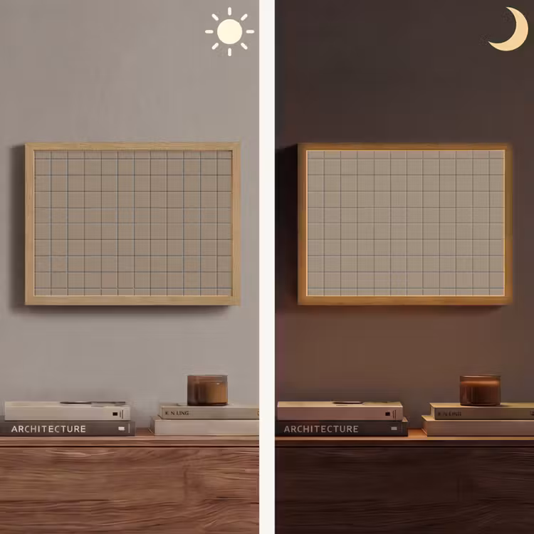 Tegel - Patroon - Taupe Light Box met batterij (Wandlamp) middel 907 -sfeer3