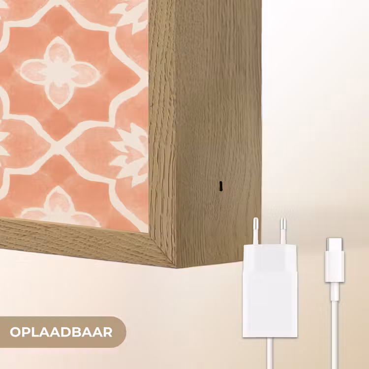Tegelpatroon - Arabesk - Vintage - Terracotta Light Box met batterij (Wandlamp) middel 907 -USP_websiteoplaadbaarNL