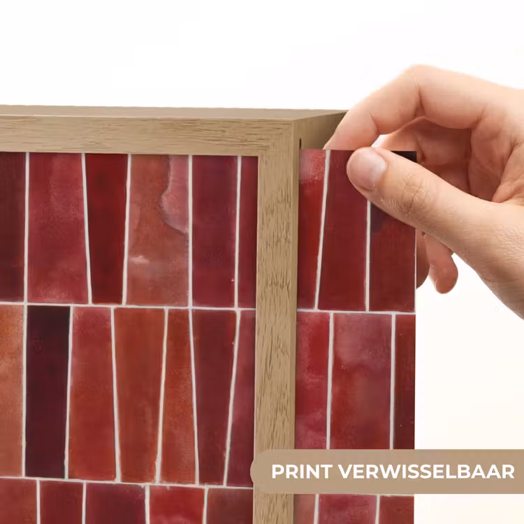 Tegels - Modern - Structuur - Dieprood Light Box met batterij (Wandlamp) middel 907 -USP_websiteprintNL