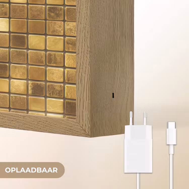 Tegels - Mozaïek - Luxe - Warm Goud Light Box met batterij (Wandlamp) middel 907 -USP_websiteoplaadbaarNL