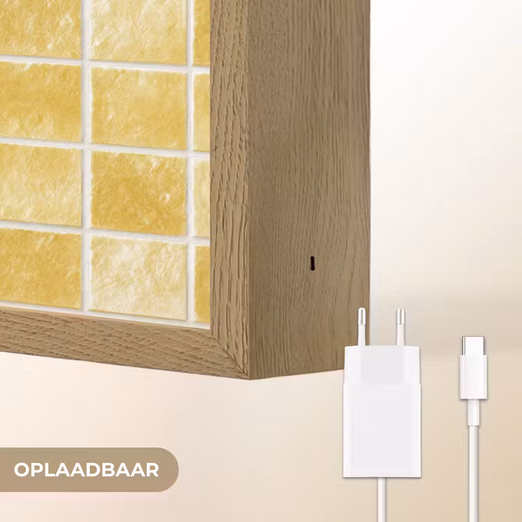 Tegels - Mozaïek - Textuur - Goudgeel Light Box met batterij (Wandlamp) middel 907 -USP_websiteoplaadbaarNL