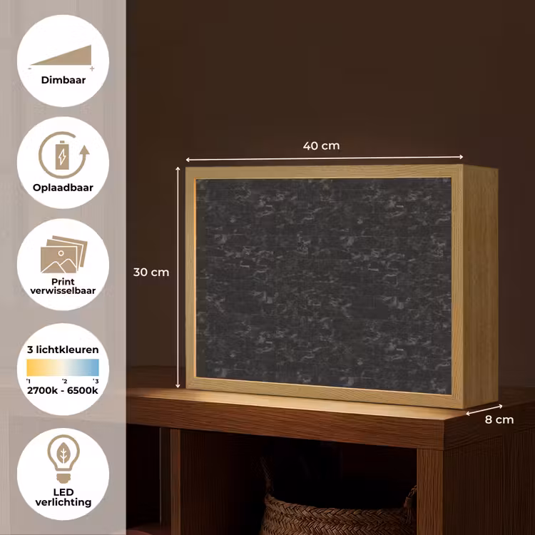 Tegels - Patroon - Marmer - Zwart Light Box met batterij (Wandlamp) middel 907 -USP_websiteoverzichtNL
