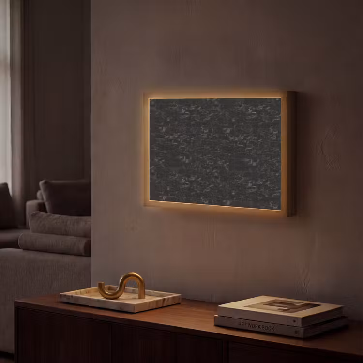 Tegels - Patroon - Marmer - Zwart Light Box met batterij (Wandlamp) middel 907 -sfeer1