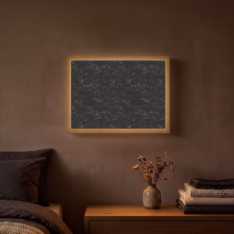 Tegels - Patroon - Marmer - Zwart Light Box met batterij (Wandlamp) middel 907 -sfeer4