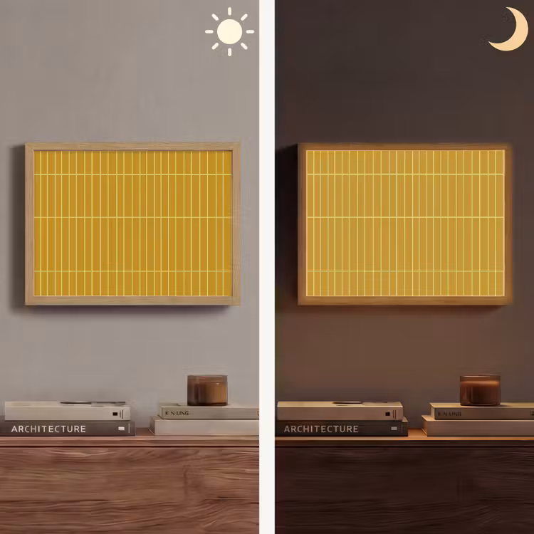 Tegels - Verticaal - Mosterdgeel Light Box met batterij (Wandlamp) middel 907 -sfeer3