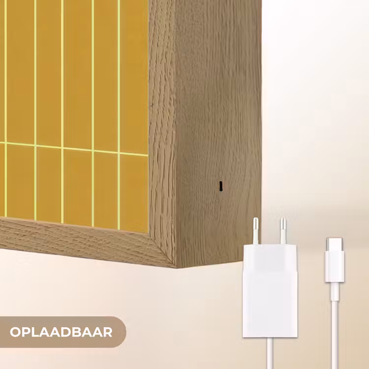 Tegels - Verticaal - Mosterdgeel Light Box met batterij (Wandlamp) middel 907 -USP_websiteoplaadbaarNL