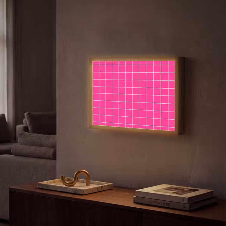 Tegels - Vierkant - Fuchsia Light Box met batterij (Wandlamp) middel 907 -sfeer1
