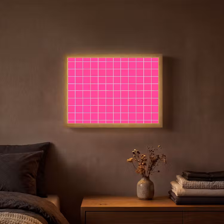 Tegels - Vierkant - Fuchsia Light Box met batterij (Wandlamp) middel 907 -sfeer4