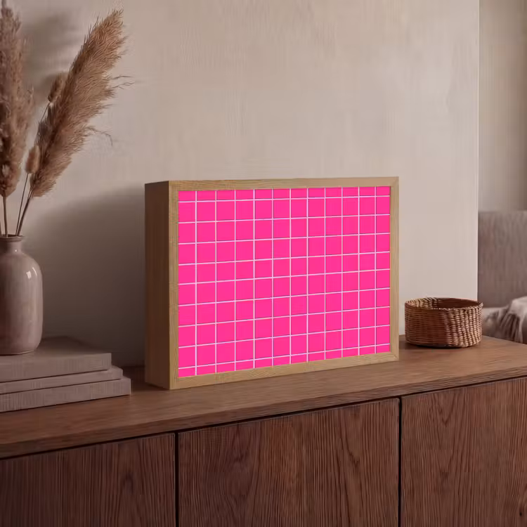 Tegels - Vierkant - Fuchsia Light Box met batterij (Wandlamp) middel 907 -sfeer2