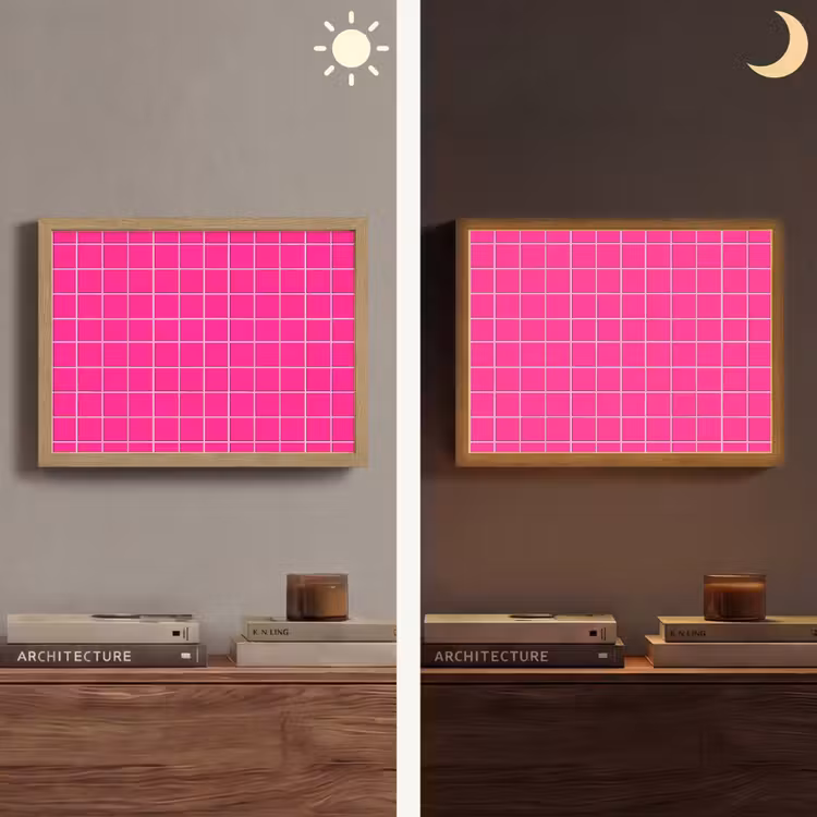 Tegels - Vierkant - Fuchsia Light Box met batterij (Wandlamp) middel 907 -sfeer3