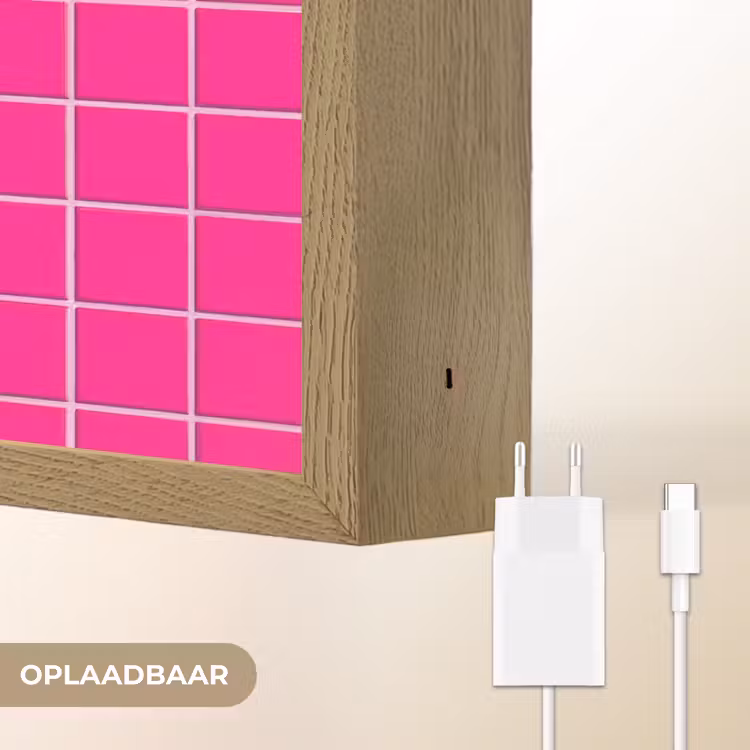 Tegels - Vierkant - Fuchsia Light Box met batterij (Wandlamp) middel 907 -USP_websiteoplaadbaarNL