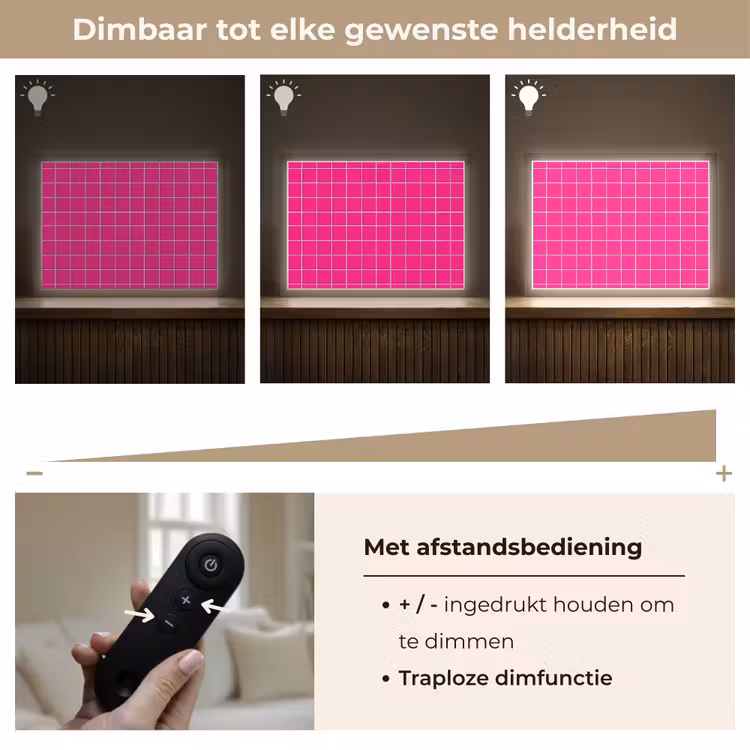 Tegels - Vierkant - Fuchsia Light Box met batterij (Wandlamp) middel 907 -USP_dimbaarNL