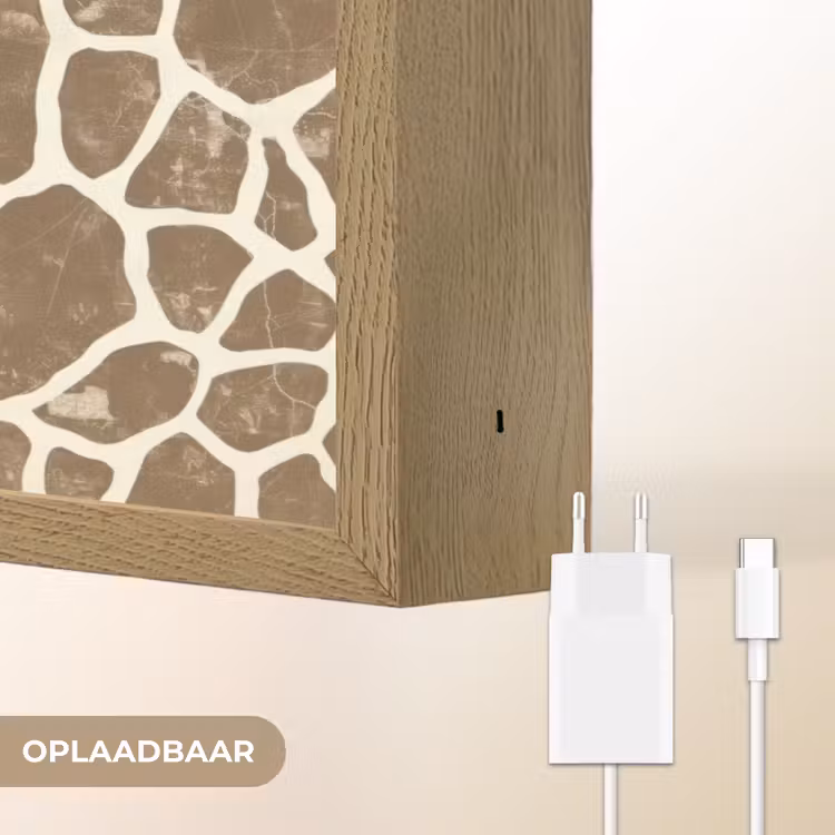 Tekst - Be cool or leave - Roze - Giraffenprint Light Box met batterij (Wandlamp) middel -USP_websiteoplaadbaarNL