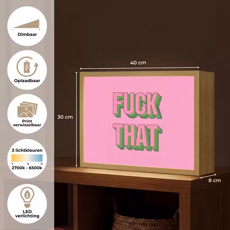 Tekst - Bold - Roze Light Box met batterij (Wandlamp) middel -USP_websiteoverzichtNL