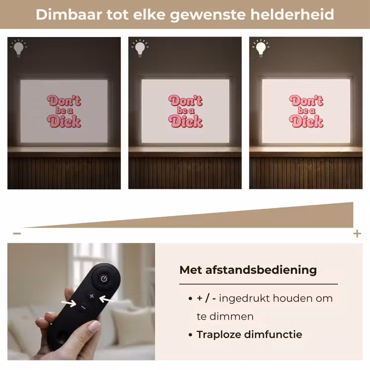 Tekst - Boodschap - Roze Light Box met batterij (Wandlamp) middel -USP_dimbaarNL