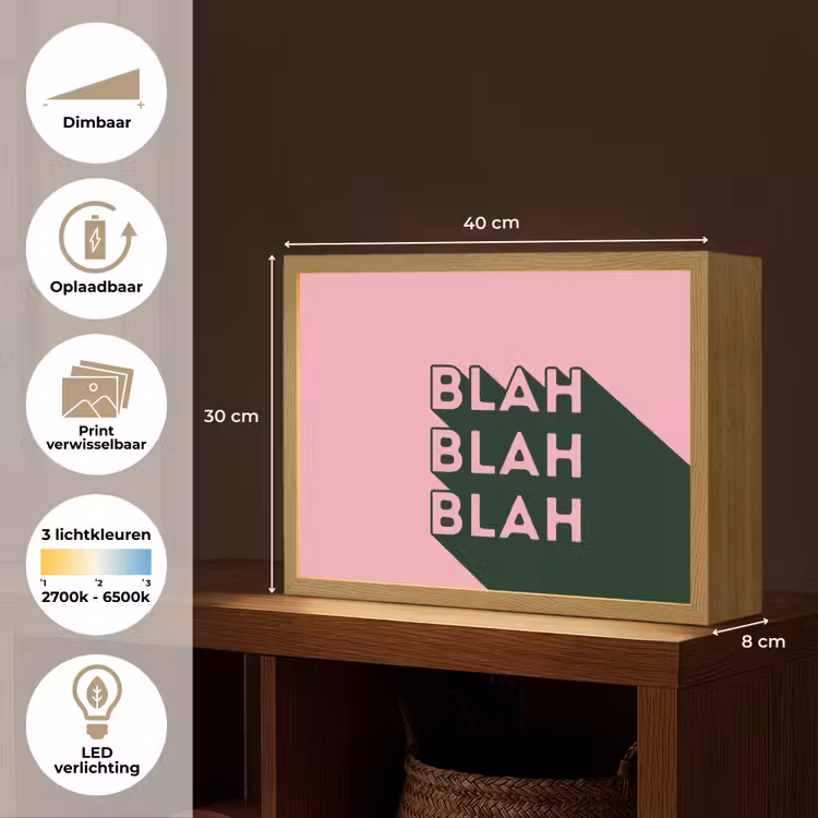 Tekst - Grafisch - Groen - Schaduw Light Box met batterij (Wandlamp) middel -USP_websiteoverzichtNL